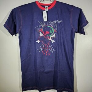 Ed Hardy T-Shirt Men's‎ Size XL Embroidered Tattoo Art Love Dies Skull Y2K